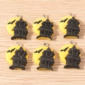 Set di ciondoli Halloween con luna gialla e sagome di castelli per creare gioielli - Castello