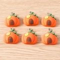 Set di 6 ciondoli a forma di casa zucca in resina con anelli in metallo per gioielli fai-da-te - Casa Zucca