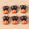 Λεπτομέρεια από 6 ρητινούχα γούρια Halloween με χαριτωμένες μαύρες γάτες σε κολοκύθες - Γάτα Κολοκύθα / Πακέτο 10 Τεμαχίων