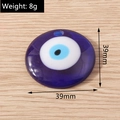Detailed view of resin evil eye pendant showing 39mm diameter and 8g weight specs - Round Style (39mm)(YQ650) / 5 Pieces