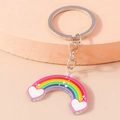 Süßer Regenbogen-Schlüsselanhänger aus Acryl mit weißen Herzen für kreatives DIY-Zubehör - Regenbogen Herz