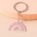 Portachiavi arcobaleno in acrilico con onde rosa giallo viola e anello d'argento - Arcobaleno Viola