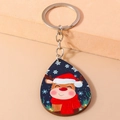 Dettaglio del portachiavi natalizio in legno con renna cartoon e anello in metallo - Stile Renna (YZ823)