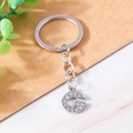 Creative silver metal keychain with letter G pendant and sparkling clear rhinestones - Letter G(YZ408G)