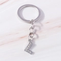 Silver letter L keychain with sparkling rhinestones on pink marble background - Letter L(YZ408L)