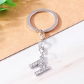 Silver metal keychain featuring a letter M pendant encrusted with sparkling rhinestones - Letter M(YZ408M)