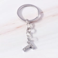 Creative silver alloy letter T keychain pendant with sparkling crystal rhinestones - Letter T(YZ408T)
