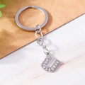 Creative letter U keychain with sparkling rhinestones and silver alloy metal finish - Letter U(YZ408U)