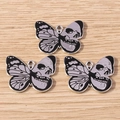 Dark gothic skull butterfly charm pendants in black and silver for DIY jewelry making - Butterfly Skull (YD1928) / 10 Pieces Pack
