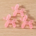 Pink translucent glitter balloon dog charms with metal rings for DIY jewelry making - Balloon Dog Shape (With Glitter) / 10 Pieces Pack / Pink