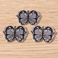 Gothic butterfly DIY charms in silver metal with black and grey enamel for jewelry making - Black Gray Butterfly (YD1929) / 10 Pieces Pack