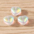 Colorful iridescent heart-shaped acrylic beads with holes for DIY jewelry making - White