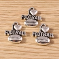 Retro silver football sports pendants with I love Football text and ball graphic - Rugby Ball / 10 Pieces Pack
