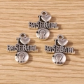 Pack of 10 vintage silver sports charms featuring I Love Baseball text and heart patterns - Baseball / 10 Pieces Pack