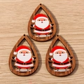 Colgantes de madera en forma de gota con dibujos de Papá Noel, juego de 3 piezas de Navidad - Papá Noel Clásico (YQ702) / Paquete de 10
