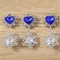 Ciondoli a cuore blu e fiocco di neve con strass per creazione di gioielli fai-da-te - Misto