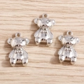 Trois pendentifs ours en peluche argentés avec nœuds papillon pour bijoux DIY - Ensemble de 20 Pièces / Argent