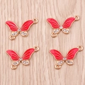 Dettaglio di connettori a farfalla in smalto rosso con strass per creazione di gioielli - Smalto Rosso Strass (YD1266hongse)