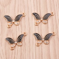 Set di 4 ciondoli a farfalla con smalto nero e strass per creazione di gioielli fai da te - Smalto Nero Strass (YD1266heise)