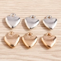 Set of 6 minimalist 3D heart pendants in gold and silver finish for DIY jewelry making - Multicolor