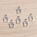 Ciondolo a forma di casa in argento vintage con incisione Sweet Home e cuore traforato - Casa Traforata (Sweet Home) / 50 Pezzi / Argento