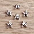 Colgantes de estrella de mar de plata retro para joyería DIY sobre madera - Plateado