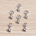Antike silberne Katzenanhänger aus Legierung für DIY-Schmuck mit poliertem Finish - Silber