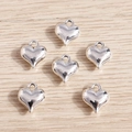 Set of six silver 3D heart-shaped metal charms with hanging loops for DIY jewelry making - 20 Pieces Set / Silver