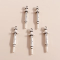 5-piece set of antique silver alloy syringe pendants with embossed scale for DIY jewelry making - Antique Silver