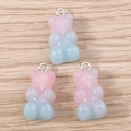 Pink and blue gradient resin bear charms with glitter for DIY jewelry making - 10 Pieces Pack / Blue and Purple