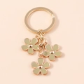 Porte-clés fleurs de cerisier vert olive pastel avec anneau en métal doré - Vert