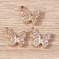 Set di tre lussuosi ciondoli a farfalla dorati con strass in cristallo scintillante - Confezione da 10 / Oro