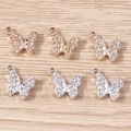 Ciondoli a farfalla di lusso con diamanti in oro e argento per gioielli fai-da-te - Confezione da 10 / Multicolore