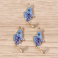Blue koi fish enamel pendants with gold metal edges for DIY jewelry making and keychains - 10 Pieces Pack / Gold