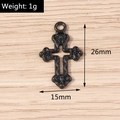 Détails des dimensions 26mm x 15mm et motifs baroques du pendentif croix noire - 5 Pièces / Style Creux Baroque (YD1418)