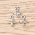 Silver flower pearl cross charms for DIY jewelry making pendants set on wood - 10 Pieces/Pack / Silver Artificial Pearl Style (YD1472yinzhen)