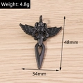 Détails du pendentif croix gothique noire, hauteur de 48mm et poids de 4,8g - 5 Pièces / Style Croix Ailée (YD1420)