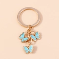 Golden keychain with light blue enamel butterfly charms for minimalist women accessories - Blue (YZ174lanse)