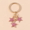 Portachiavi stella rosa glitterata con anello dorato per borse e accessori moda - Rosso Rosa (YZ175meihong)
