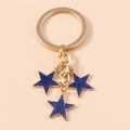 Portachiavi con stelle blu scuro glitterate e anello dorato per borse e telefoni - Blu Profondo (YZ175shenlan)
