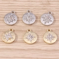 Sternenmuster-Rundmünzenanhänger mit eingelegten Strasssteinen in Gold und Silber - Mischfarben (YD1469hunse)