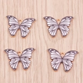 Set di quattro ciondoli a farfalla in smalto grigio argento con bordi in lega oro rosa - Macchie Bianche Grigio Argento (YD1262heibai)