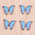 Set di quattro ciondoli a farfalla in blu sfumato con bordi in metallo dorato per gioielli - Bordo Nero Sfumato Blu (YD1262lanse)