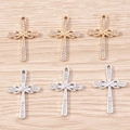 Detailed view of infinity cross pendants with sparkling rhinestones in gold and silver finish - Gold Silver Mixed Infinity Cross (YD1491)
