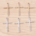 Detailed view of alloy cross pendants with crystals in gold and silver plating - Mixed Color Cross (YD1492)
