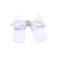 Fermaglio a fiocco bianco con perle e strass per acconciatura da principessa - Bianco (MC6751)