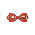 Fermaglio per capelli a fiocco a tema football americano in ecopelle rossa e marrone - Fiocco Rosso (MC6737)