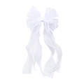 Fiocco per capelli in organza bianca con lunghi nastri in rete per acconciature - Fiocco Bianco con Nastri Lunghi (MC6753)
