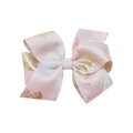 Rosa Jacquard-Haarspange mit goldenen Herzen und traditionellem Brokatmuster - Hellrosa Herz Schleife (MC6761)