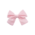 Handmade light pink cotton linen bow hair clip for children with sweet minimalist style - Light Pink